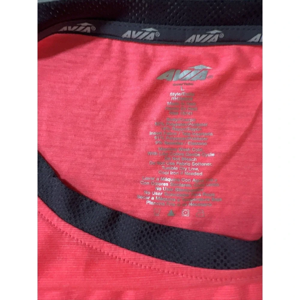 Avia Women's Bright Coral Long Sleeve Top with Black Trim - Picture 3 of 7